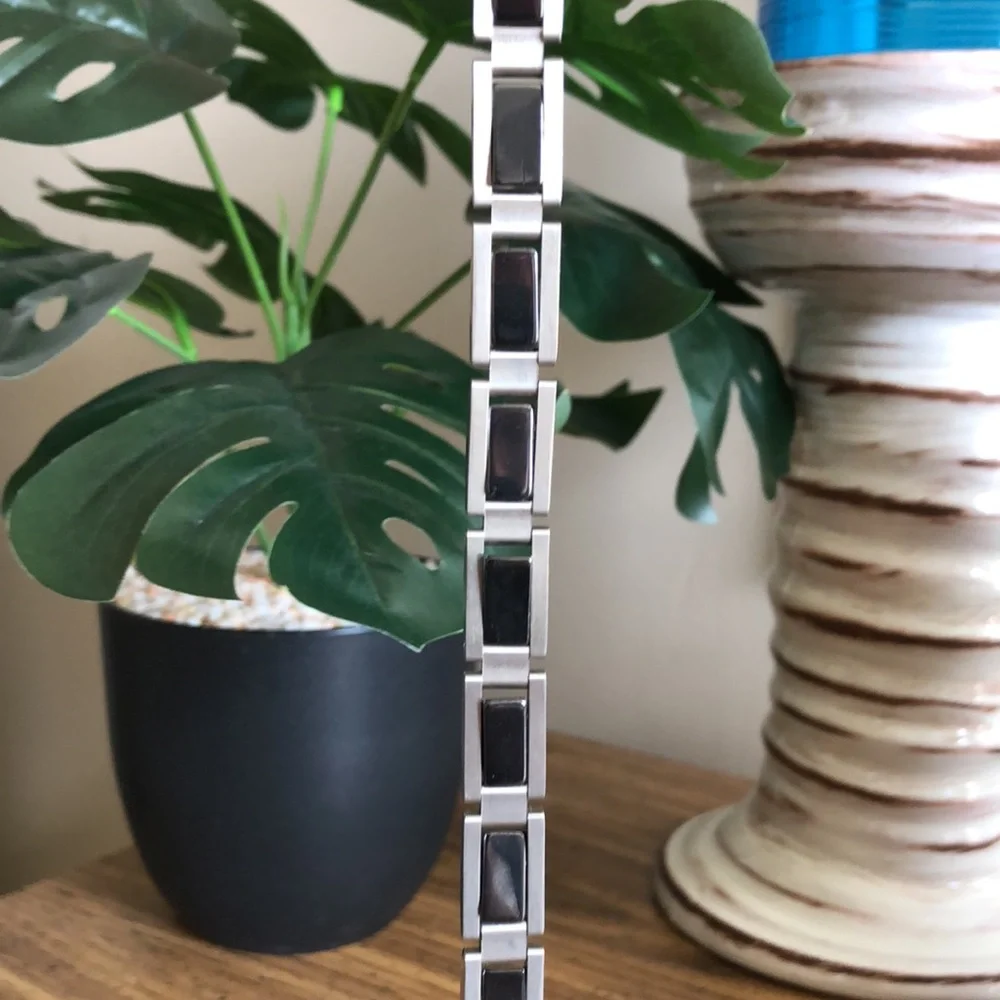 Stainless Steel and Black Bracelet - Picture 6 of 8